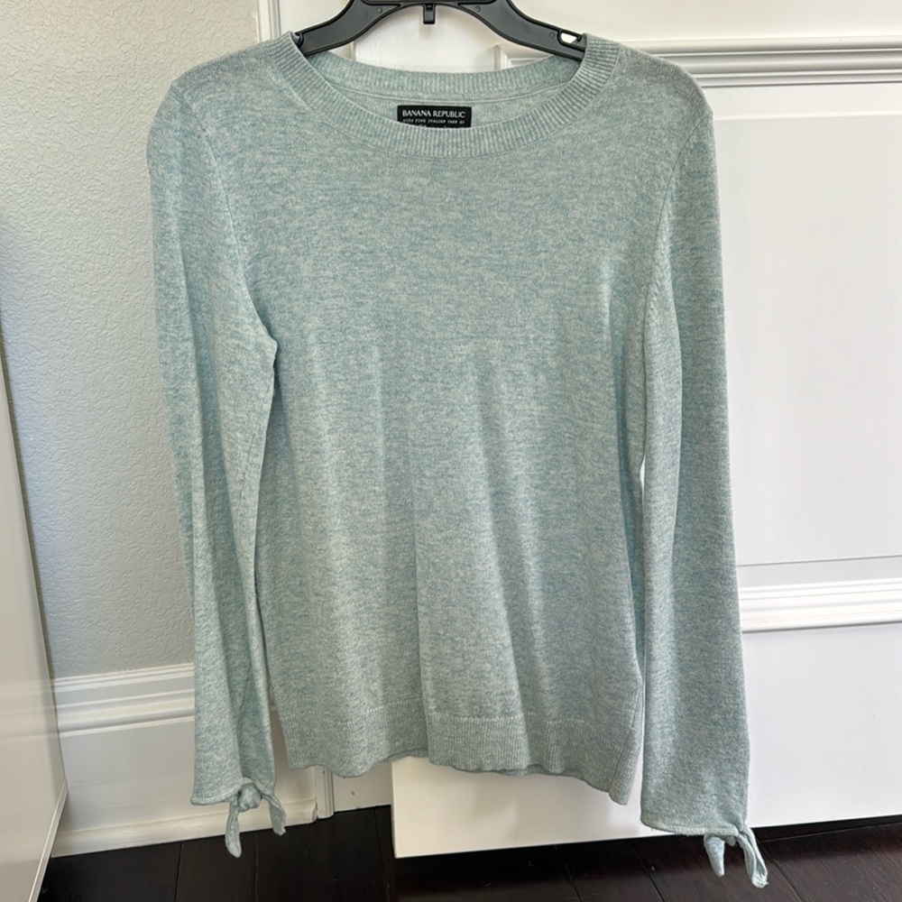 Banana Republic Crew Neck Bow Sleeve Sweater - Aqua